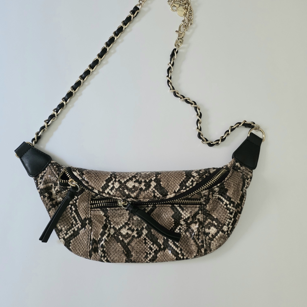 Edgy python print belt bag / mini shoulder bag by Express.